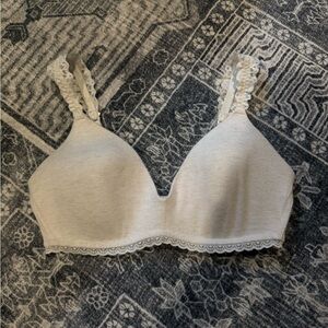 Aerie Light Cream Lace Trim Bra